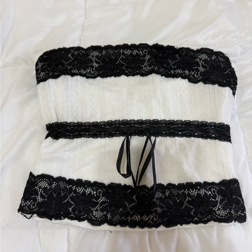 Tiger Mist Black and White Lace Tube top
